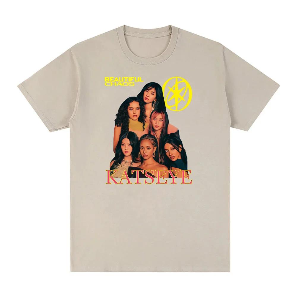 K Pop Tops Katseye Merch Touch Illustration Rock and Roll Hip-hop Rap Top High Street Sporty Casual T-shirt Men's Women's Couple