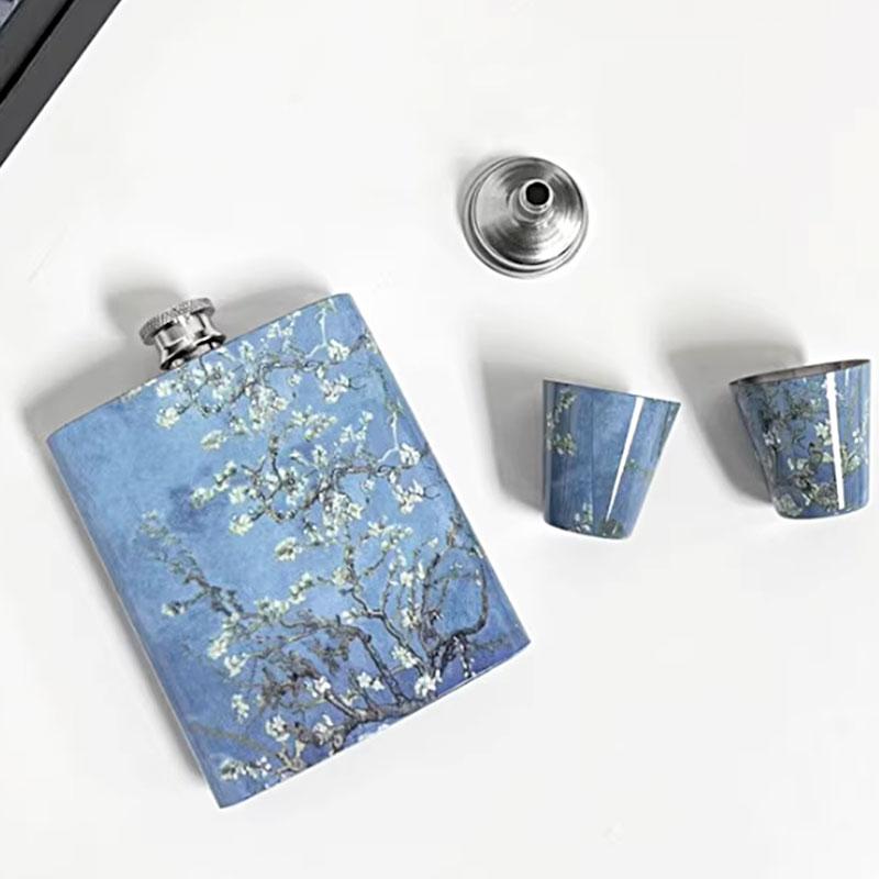 

8oz Portable stainless Flagon Hip Flasks set with cups funnel for Whiskey Vodka Wine Pot outdoor Drinking Bottle gift box 917 синий