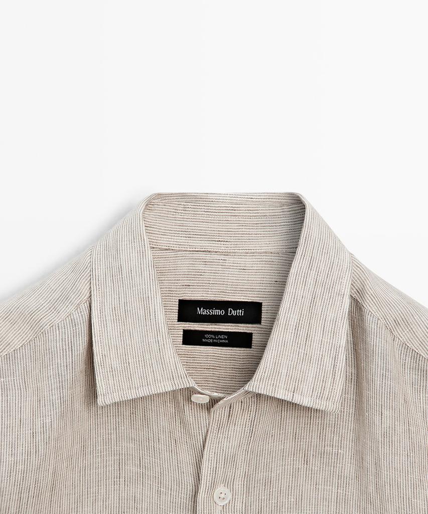 Masimodutti Regular Fit Washed Striped 100% Linen Shirt