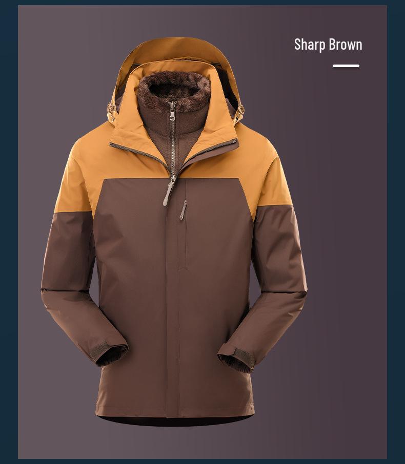 All-Weather 3-in-1 Detachable Mountain Jacket: Waterproof, Windproof, and Warm for Outdoor Climbing - Men's and Women's Styles
