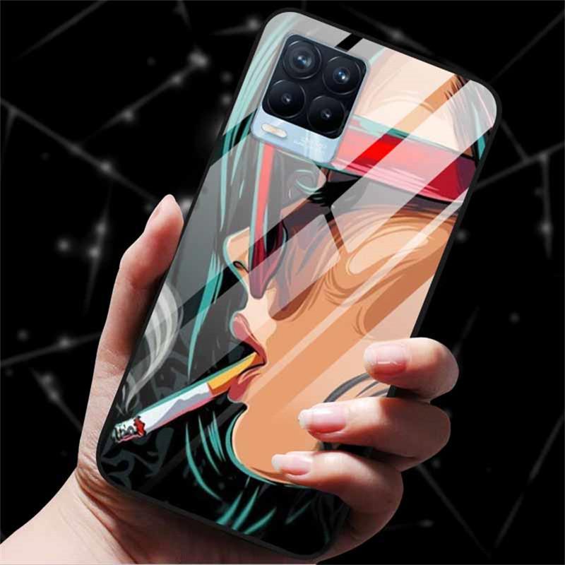 For Realme 8 Case Tempered Glass Hard Back Cover Case For Realme 8 5G 8i Realme 8 Pro Phone Case Cover Realme8 Pro Soft Bumper