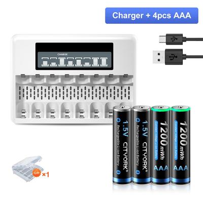 1,5V AAA 1200mWh dobíjecí baterie HR6 Li-Ion baterie 1,5V AA AAA Li-ion dobíjecí baterie Nabíječka LCD rychlé nabíjení
