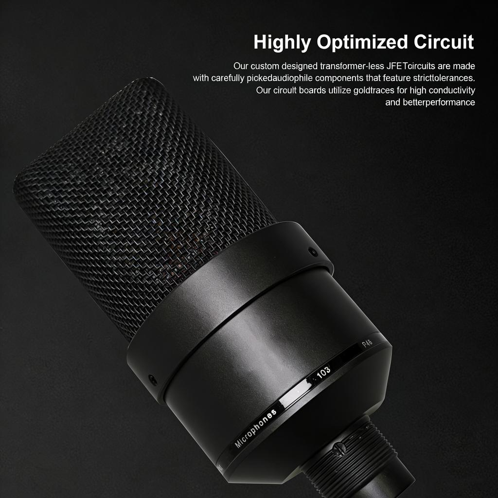 TM103 26/34mm Mic Core Condenser Microphone with Shockproof Holder Full Metal Design Cardioid Mic For Professional Recording