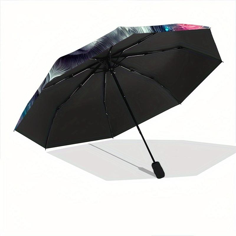 1pc Moons and Vibrant Cosmic Flames Wolf Automatic Open/CloseUmbrella,Compact Umbrella for Men & Women Day Gift.C016