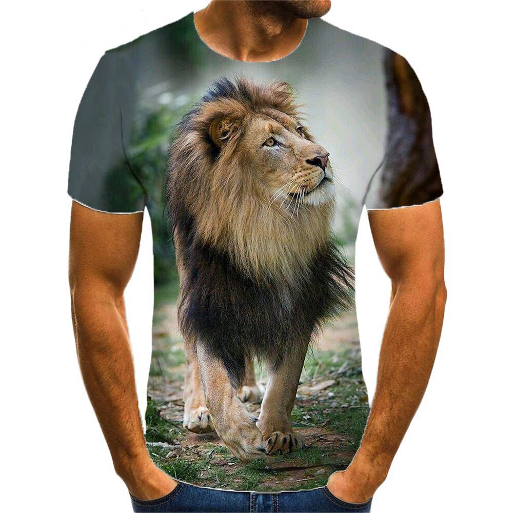 Animal Lion Pattern 3D Print Men's T-Shirts Summer Casual O-Neck Short Sleeve Oversized T-shirts