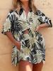 Flower 1116 Summer New Checked Pattern Short Sleeve Shirt Shorts Set