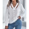 Sweater Women V-Neck Knitted Streetwear Autumn Winter Vintage Clothing White Casual Long Sleeve Sweater