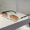 Retro Oval Frame Sunglasses for Women Men, Personalized Metal Frameless Sun Glasses, Luxury UV400 Protection Travel Shades
