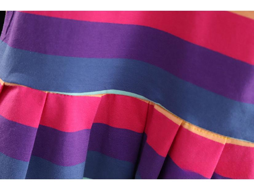 Stylish Infant Girls' Summer Dress: Lapel, Striped, Pleated Skirt for Ages 1-3