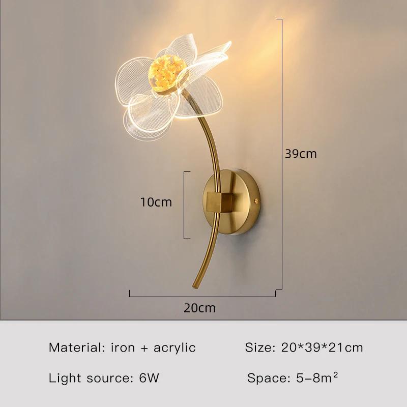 

Light Luxury Simple Creative Led Net Celebrity Wall Lamp Bedroom Bedside Wall Lamp Living Room Flower Acrylic TV Wall Lamp 3 color light