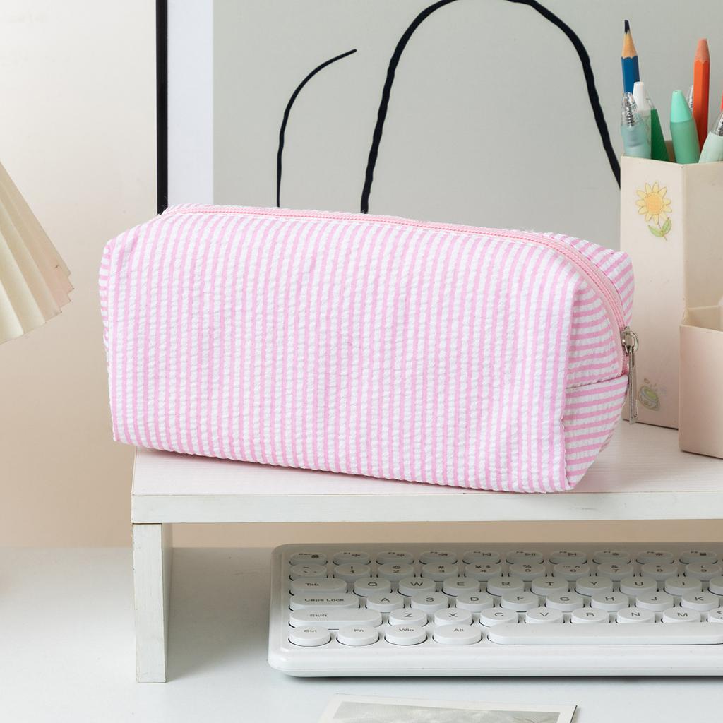 1pz Astuccio con Motivo a Righe Colorate con Cerniera Liscia Borsa per Cancelleria Bellissima Pochette A3141