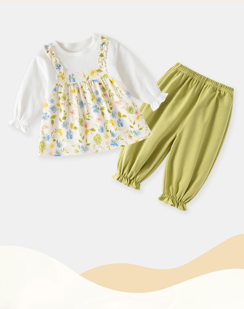 Floral Baby Girl 2-Piece Set: Long Sleeve Top & Pants for 0-6 Years