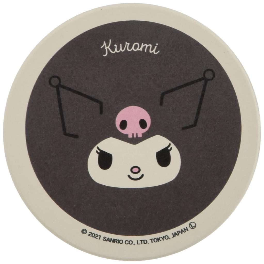 Sanrio Ceramic Water Absorbent Coaster Diameter 9cm Face 493527 "Kuromi"