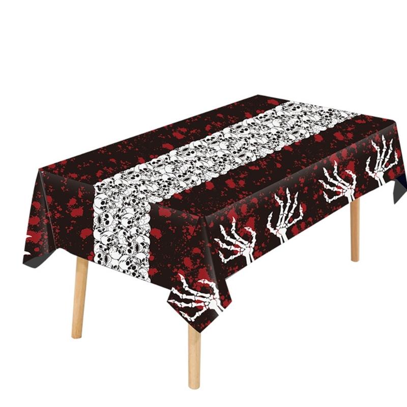 Horror Pumpkin Pattern Plastic Table Covers 6Pcs Waterproof Easy Cleaning Party Table Covers For Halloween Parties