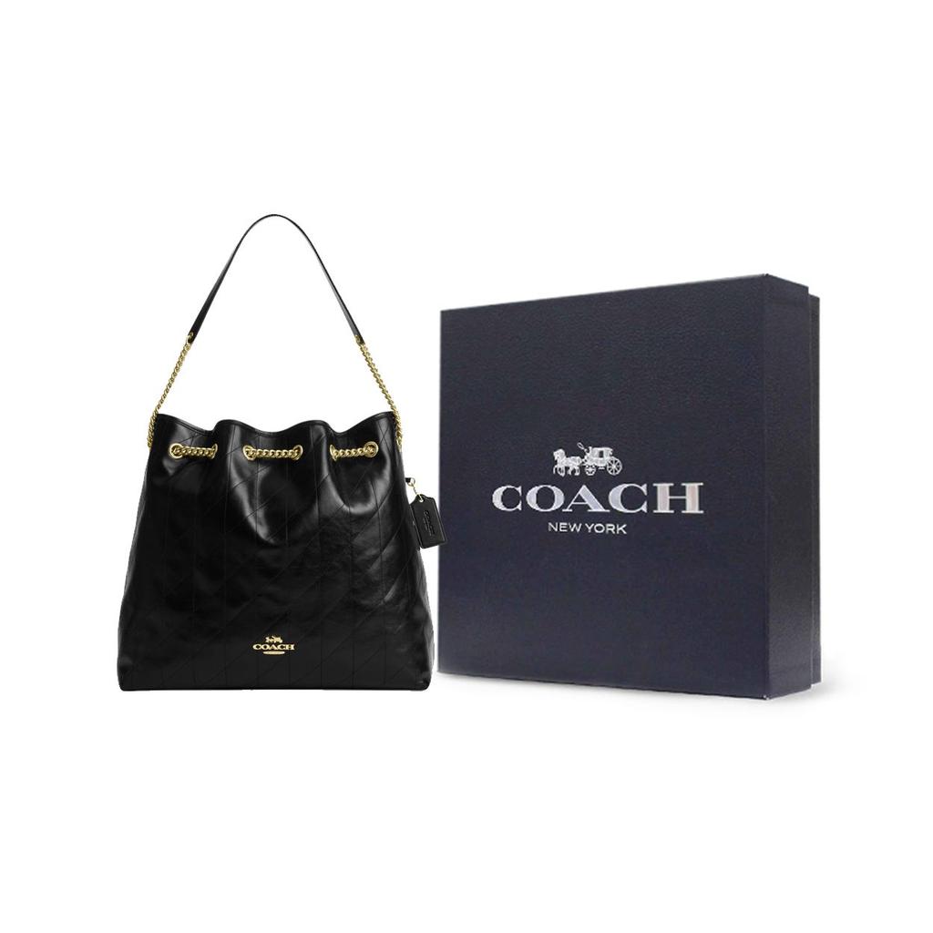 Coach Evelyn 36 Quilted Detail Leather Tote Bag Large Women bags Black CCZ81-IMBLK