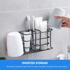 Bathroom Shelves Toothbrush Holder Metal Bathroom Toothpaste Holder With Multifunctional Electric Toothbrush Black