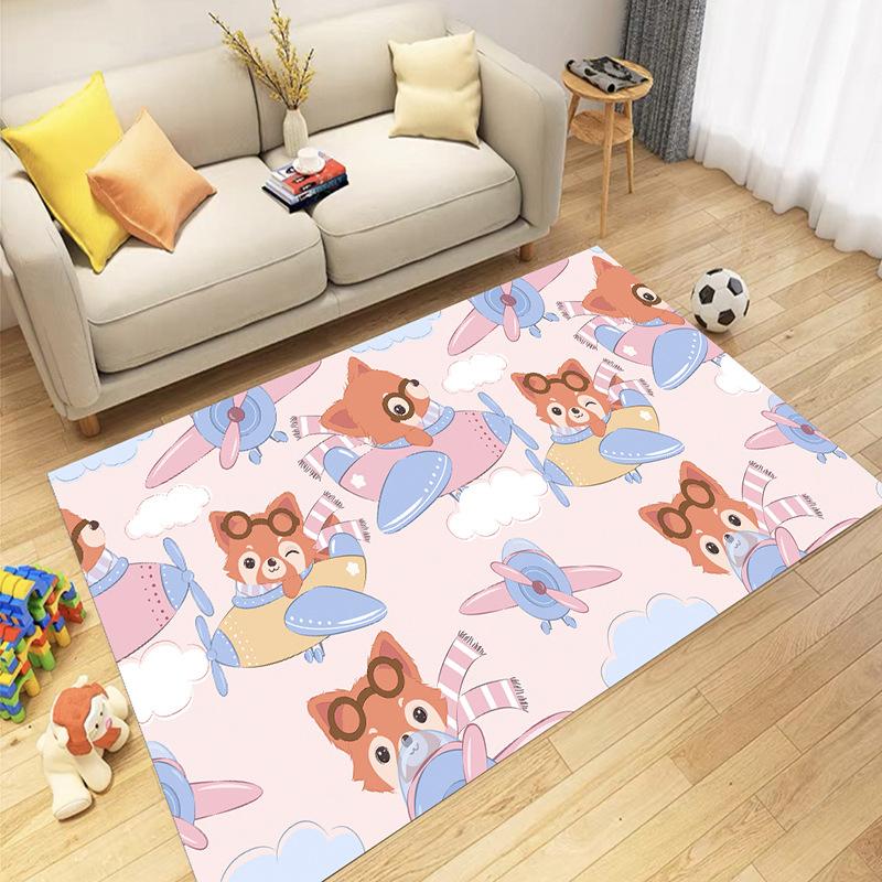 Weich Niedlich Cartoon Bär Teppich Matte Blau Brille Pfotenabdrücke Bäume Berge Schneeflocken Kinderteppich für Wohnzimmer Heimdekoration