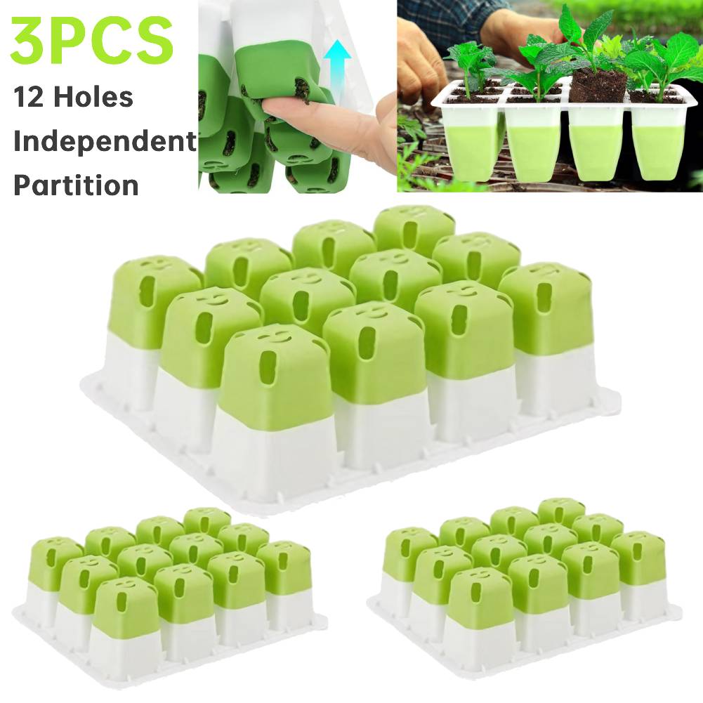 12 Holes Nursery Seedling Dish Seedling Starter Trays Garden Nursery Pot Greenhouse Seeding Germination Kit Home Garden Supplies
