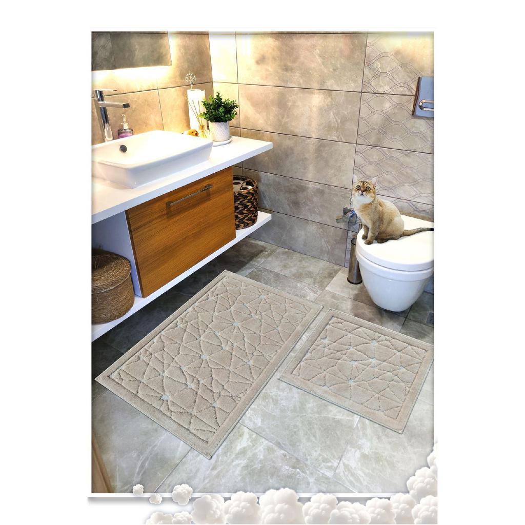 100% Cotton Woven Bath Mat Set, Bath Rug Glass Set Of 2 60x100 - 60x50