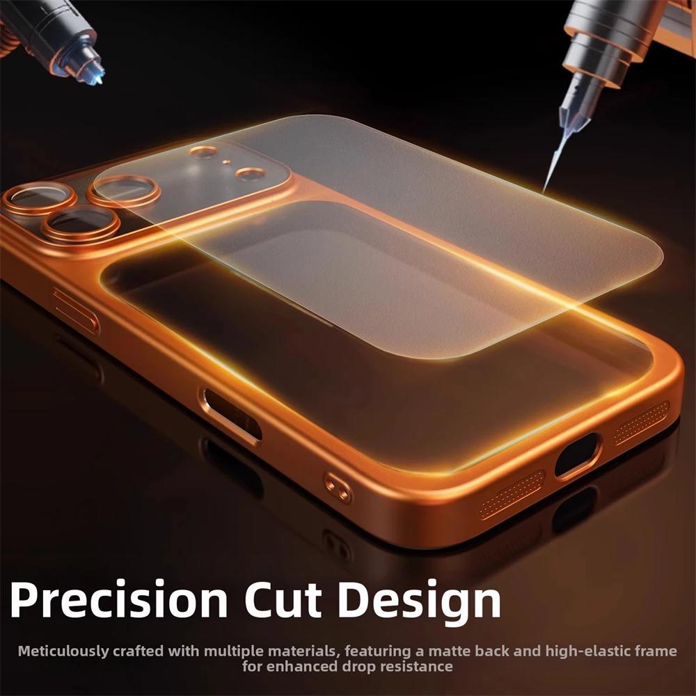 Luxury Plating Frosted Translucent Phone Case For iPhone 17 16 15 14 13 12 Pro Max Air Original Color Glass Lens Protection Matte Bumper Cover