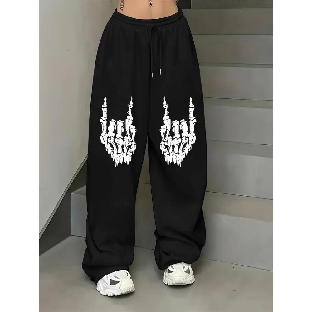 American Retro Skeleton Hand Scratch Street Fashion Unisex Oversized Loose Sports Quick Drying Pants