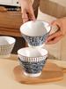 Set of 8 Japanese-Style 5-Inch Ceramic Rice Bowls for 2025, High-Footed Conical Hat Design for Home Use.
