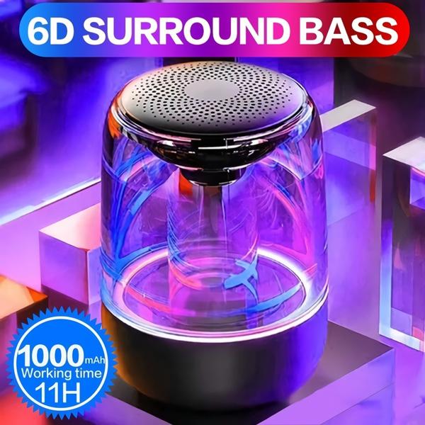 

Беспроводной стереодинамик с прозрачным дизайном Дышащая светодиодная подсветка Bluetooth 5.0 TF-карта и аудиовход AUX Поддержка Super Bass TWS Включение громкоговорителя