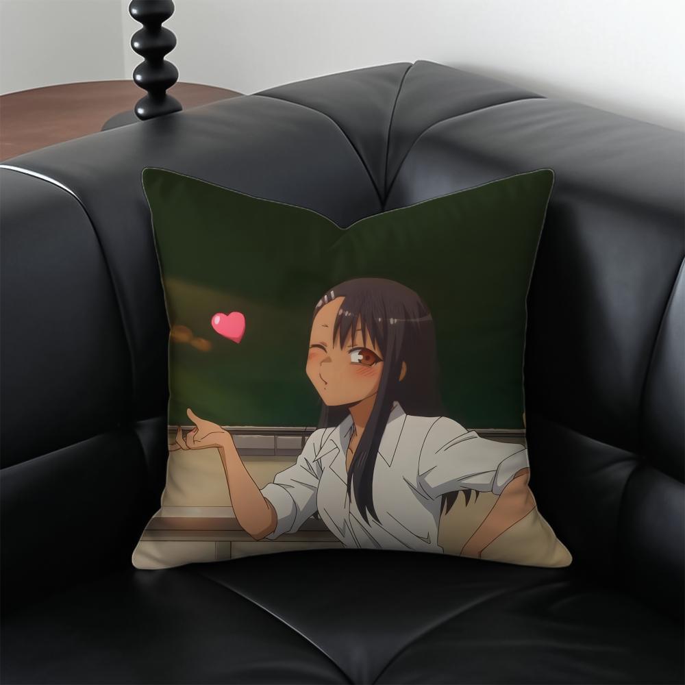 anime comedy NNagatoro SSan Cushion Cover Pillow Case Antidustmite Invisible zipper silky plush cushion