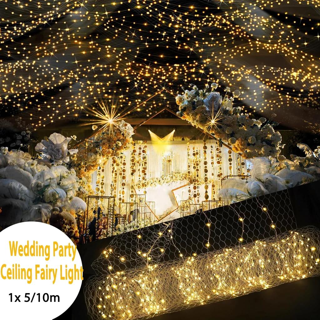 1x10meters LED Decoration Christmas Fairy Lights Outdoor Garden Street Party Wedding Ceilling Background Star Night Light Net