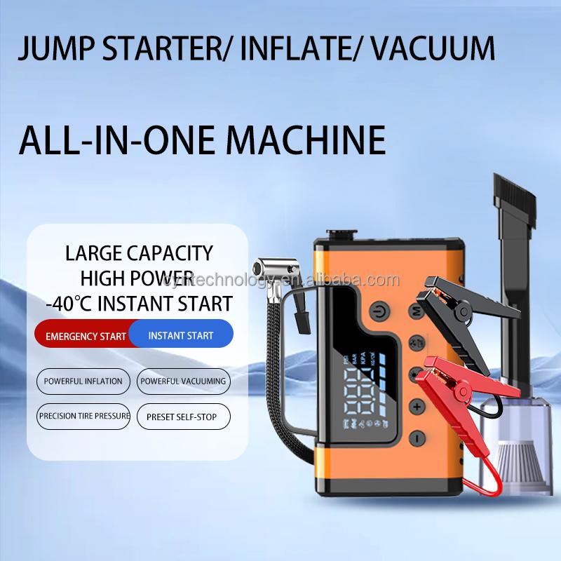 8-in-1 Emergency Car Jump Starter 6000A Built-in Air Compressor/Vacuum Cleaner/Blower/Strobe Warning Light/Digital Display