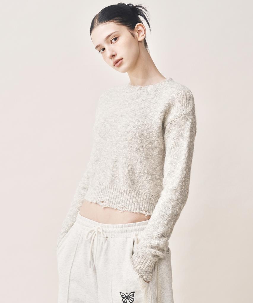 Nigaennikol Nicole Bokashi Damage Knit_Gray