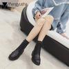 Fashion Winter Boots Women Zipper&Lace-Up Motorcycle Botas PU Leather Botines Mid-Calf Low Square Heels Riding Knight Booties Mujer