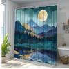 1Pc Modern Art Mountain Night Landscape Shower Curtain-Polyester Fabric Bathroom Decoration With 12 Hooks, Home Decoration,