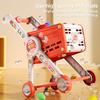 31pcs Kids Play Shopping Cart Set, Red and Green, Made of Other Plastic Material, with Play Food Fruit Vegetable Dessert and Shop Accessories