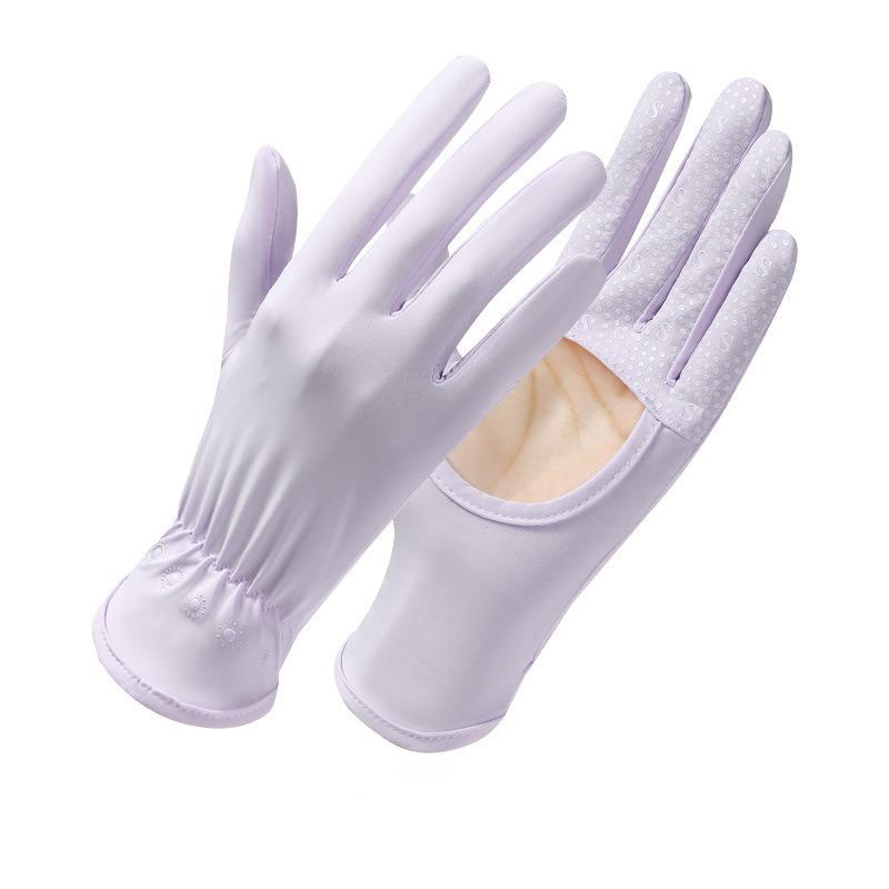 Ice silk sunscreen gloves summer thin outdoor breathable quick-drying cycling non-slip driving full-finger sunshade gloves