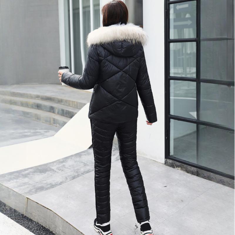 Winter Suit Women's Korean Fashion Short Down Jacket + Down Pants Two-piece Warm Slim-fit Thickened Suit