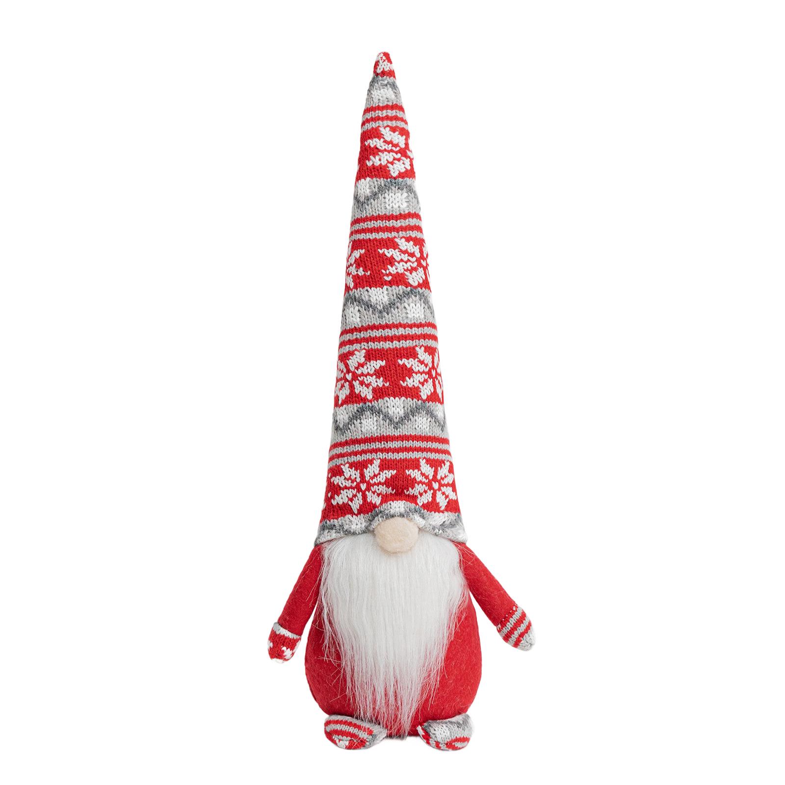 Faceless Christmas Gnome with Knitted Snowflake Hat - Cute Rudolph Goblin Ornament