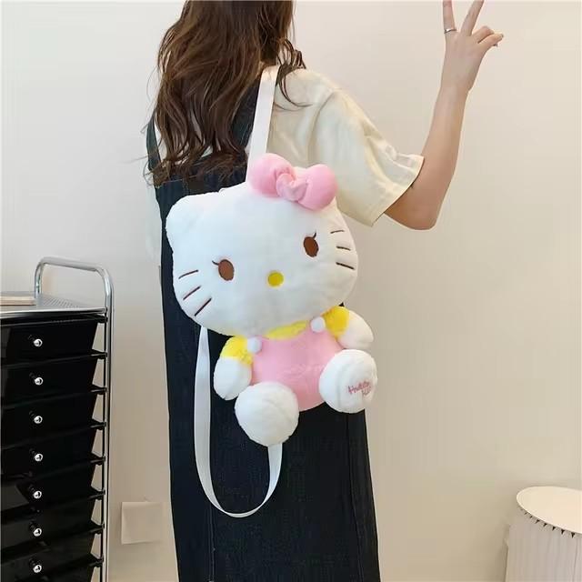 Kawaii Sanrio Plush Backpack for Girls, Cute Kuromi Cinnamoroll My Melody Cartoon Anime School Bag, Lightweight Travel Bag