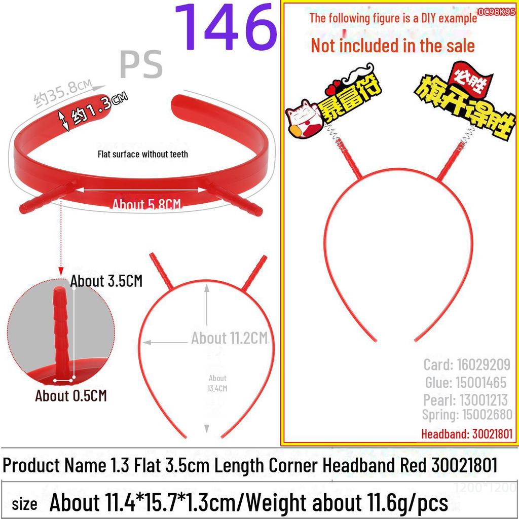 Red Plastic Headband 3.5 Cm DIY Accessory