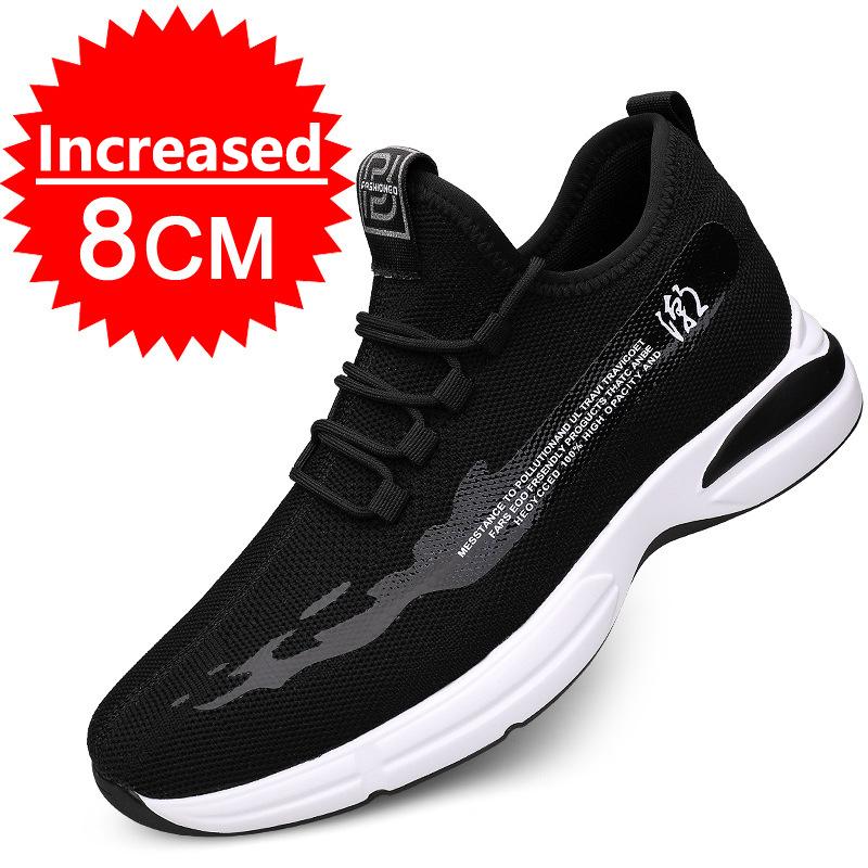 Summer Breathable Mesh Elevator Shoes for Men 10cm Invisible Height Increase White Men's Sneakers Outdoors Casual Canvas Shoes