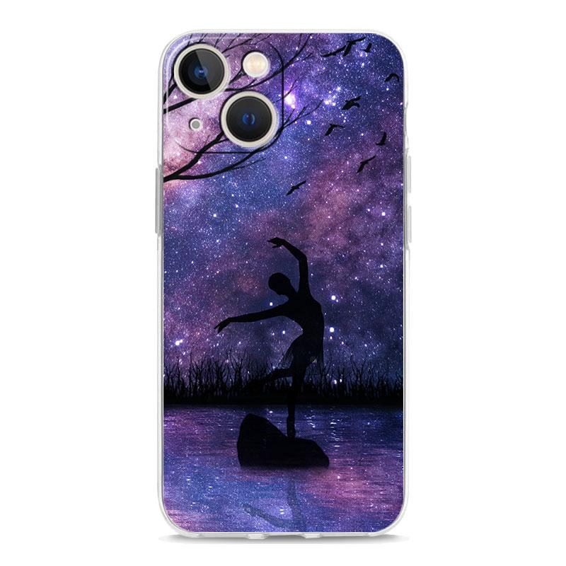 Simple Swan Dance Ballet Luxury Phone Case For iPhone 15 16 14 13 12 11 Pro Max XS X XR SE 7 8 Plus TPU Clear Lens Protect Cover