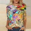 European and American women's round neck long-sleeved T-shirt with sequins 3D printing