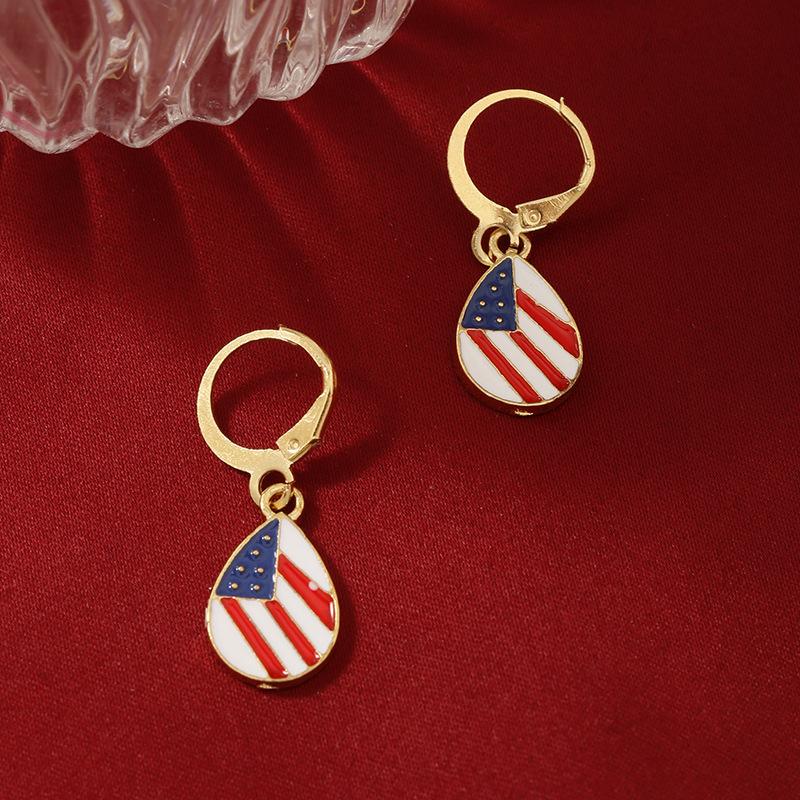 USA Flag Ice Cream Star Apple Flag Earrings Jewelry Five-piece Set