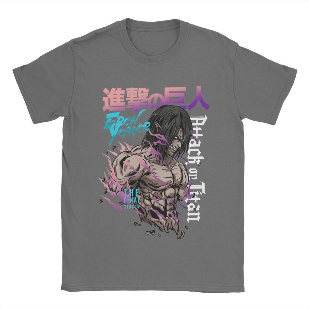 Eren Jeager Yeager AOT Anime T-shirts Herrar Humoristiska Ren Bomull T-shirts Rund Hals Kortärmad T-shirt Tryckta Kläder