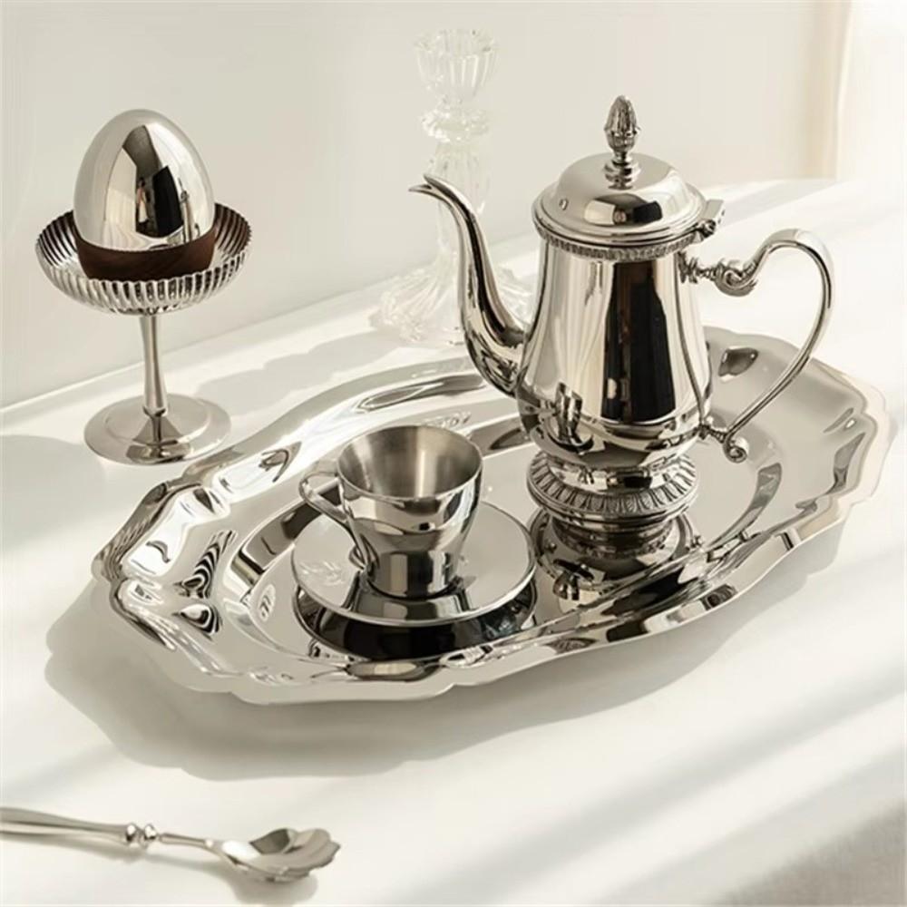 Stainless Steel Dessert Plate Embossed Storage Plate Vintage Jewelry Storage Plate Home Decoration