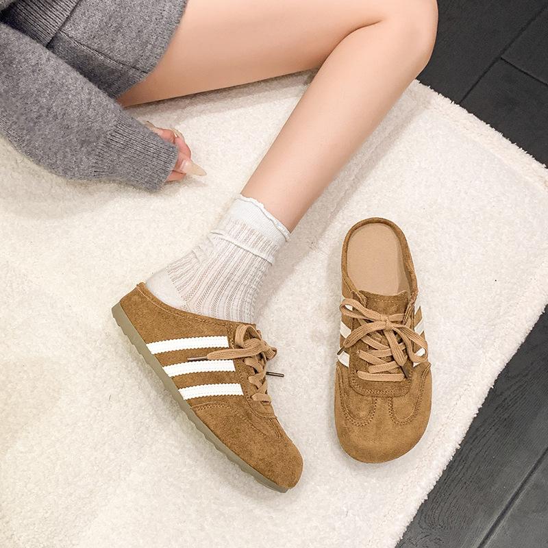 Baotou Half Slippers Women's Outer Wear 2025 Autumn New Retro German Training Shoes Comfortable Women's Thick Soles Without Heels Lazy Shoes