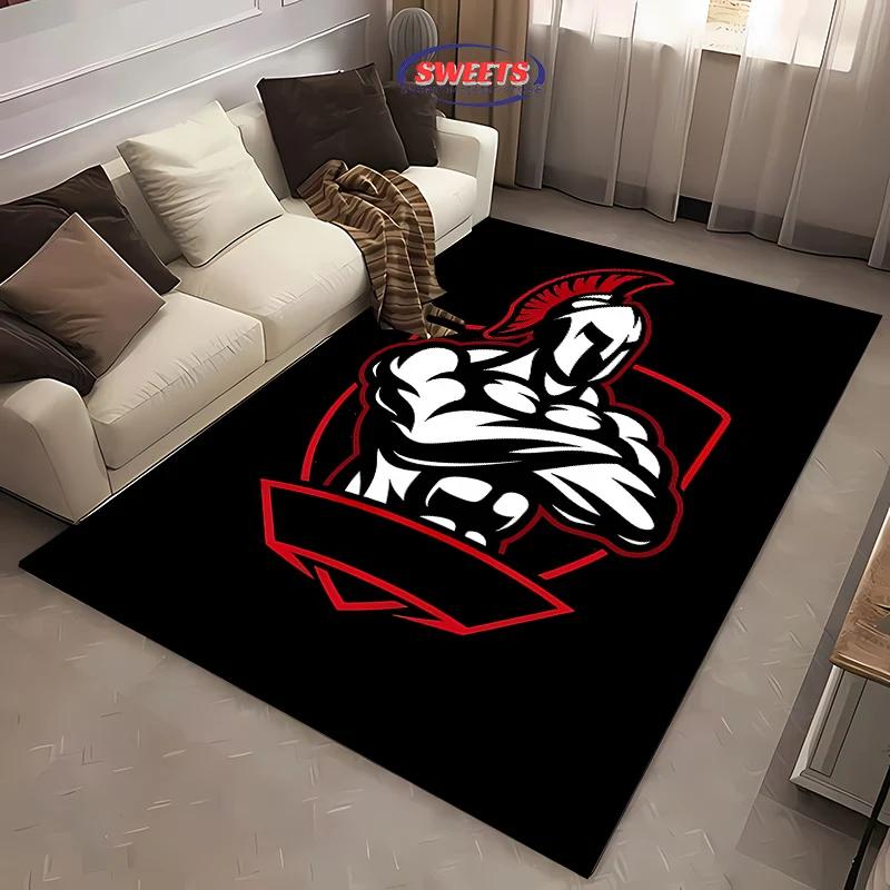 

3D HD Printing Spartan Sparta Warrior Logo Carpet for Living Room Bedroom Mat Sofa Doormat Floor Rug Anti-slip Decor Durable Mat 40x60cm (16x24in)