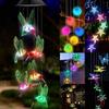LED Solar Wind Chime Crystal Ball Hummingbird Wind Chime Light Color Changing Waterproof Hanging Solar Light for Home Garden