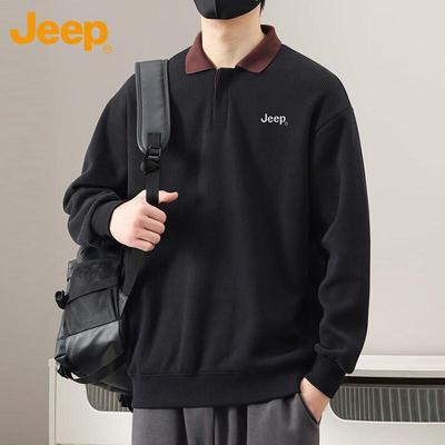 Men's Heavyweight Lapel Long-Sleeve Polo Sweatshirt