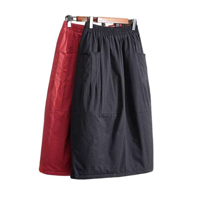 2025 Autumn/Winter Retro Quilted A-line Skirt: Loose, Plus Size, Age-Reducing, Mid-Length